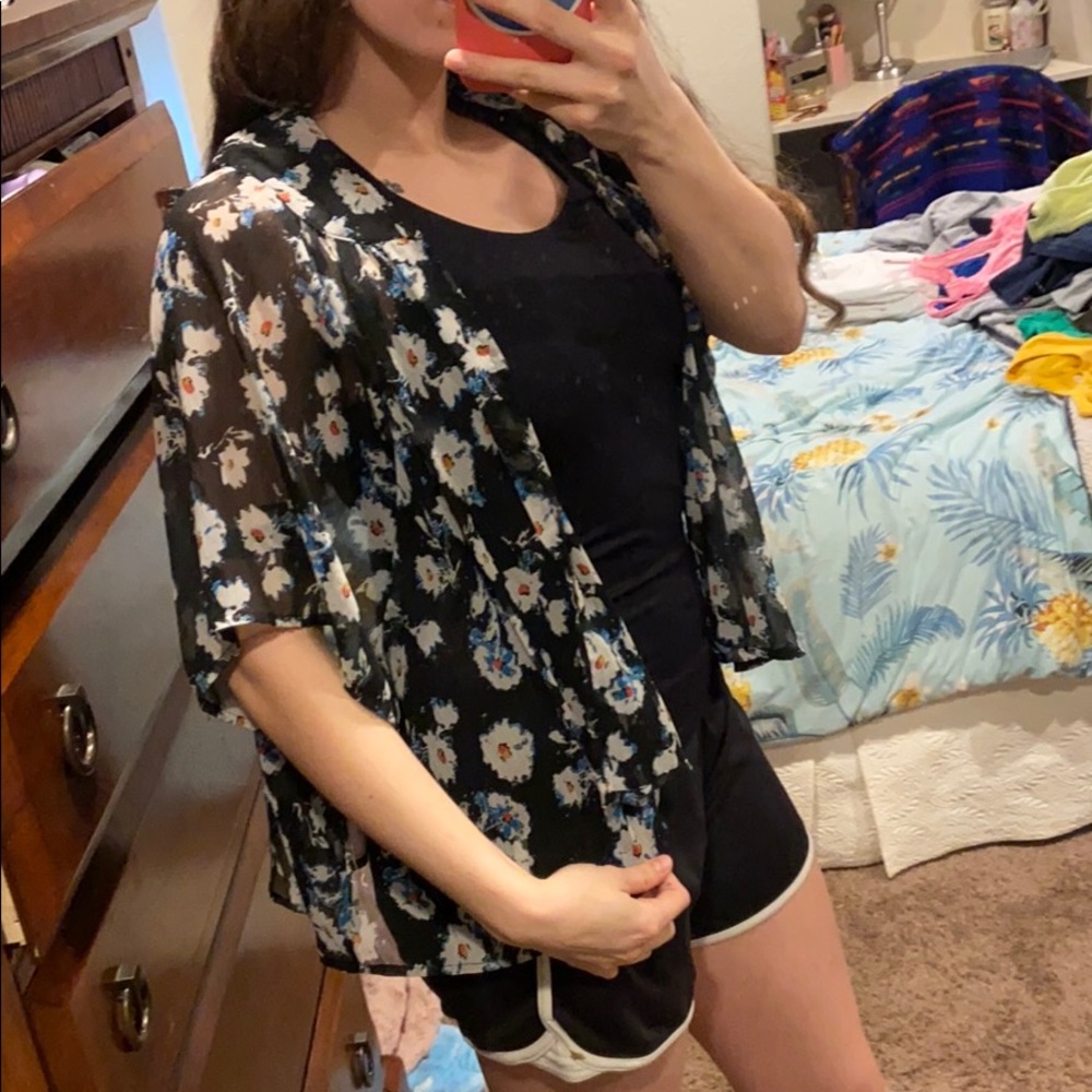 Black see through daisy Shaw